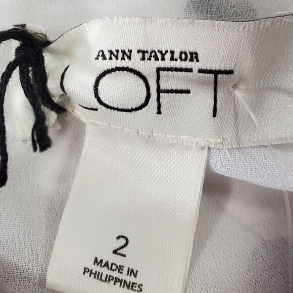 🔺️NWT Loft White & Black Polka Dot & Striped Sleeveless Top Size 2 - Picture 7 of 8